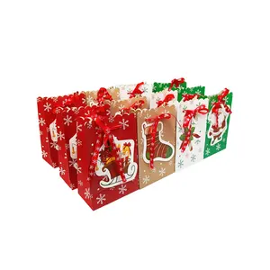 3D Christmas Gift Boxes Xmas Paper Bags,High Quality Holiday Gift Bags for Holiday Presents Treats Candies Cookie Small Gifts