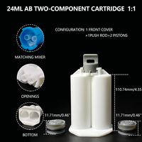 Seringue distributrice d'époxy manuelle 1:1 de 24 ml, à double cartouche avec piston, pour tube de mélange de colle bi-composant AB