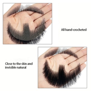 Human Hair <strong>Fake</strong> Beards Naturally Invisible False Beards Party <strong>Fake</strong> Beard <strong>Moustache</strong> for Movie Makeup - Product Image 2