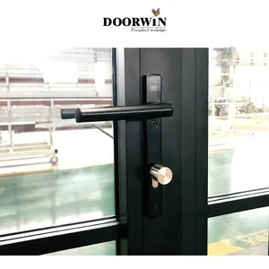 Latest Simple Modern Design Tempered Low-E Double Glass Entrance Door French Doors Double Hinged Exterior Commercial Doors