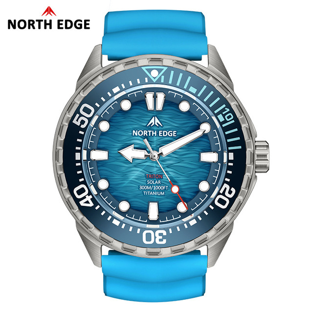 North Edge TRITON Titanium Alloy Diving Solar 300M Waterproof Outdoor Solar Long Battery Life Luminous Chronograph Watch