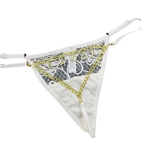 Vente chaude, lingerie sexy pour femmes, string noir avec pendentif en métal en forme de lettre, chaîne de luxe