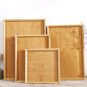 Plateau à thé en bambou rectangulaire sculpté écologique, plateau alimentaire, plateau d'hôtel, plateau de <span class=keywords><strong>charcuterie</strong></span>, plateau de petit-déjeuner en bambou, ensemble de plateaux empilables - Product Image 1