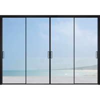 Porte coulissante en aluminium double verre trempé isolation porte coulissante personnalisée portes patio coulissantes en verre à faible émissivité