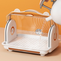 Sésame bébé bouteille boîte de rangement anti-poussière tasses égouttoir avec couvercle vaisselle pour enfants mallette de rangement en plastique avec poignée