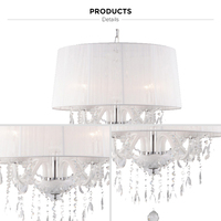 Lustre en verre pour chambre à coucher, luminaire suspendu moderne en cristal, abat-jour rond en tissu