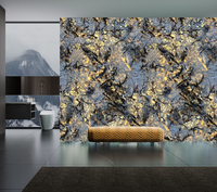 En stock, dalle de pierre frittée aspect onyx mat veiné noir et blanc, panneau moderne, résistant aux acides et aux alcalis, résistant au glissement et à l'usure