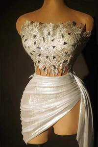 Kristal üst etekler 2 parça Set gösterisi kulübü parti kokteyl Mini elbise seksi kadın ince düğün akşam balo elbise - Product Image 2