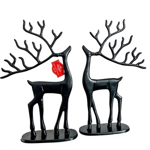 Figuras de Ciervos de Metal Negro, Par de Esculturas Modernas Hechas a Mano para Decoración Navideña, Adornos de Mesa de Varias Piezas para Hogar u Oficina - Product Image 1