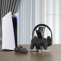 Aksesoris Game Pengisian Daya Ganda Stasiun Dock PS 4 Pengontrol Headset Berdiri untuk Play Station 4 PS4