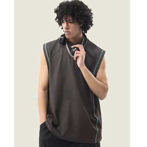 Chaleco antibacteriano de secado rápido personalizado para hombre, chaleco liso, ropa de calle, camisetas de algodón de peso pesado de 260gsm, chaleco de gran tamaño para hombre - Product Image 4