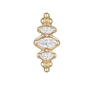 Vente en gros : Bijou de piercing pour oreille en or massif 14K avec zircone cubique taille marquise, sans filetage, pour cartilage, hélix, lobe - Product Image 3