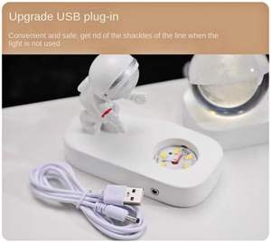 Lampe de nuit boule de cristal astronaute 3D, lampe de nuit boule de cristal père noël, lampe univers LED astronomique à vue nocturne créative - Product Image 3