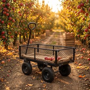 Four Wheel Stainless Steel Mesh Platform Utility Cart with D Handle Silver Powder Coated OEM Durable Outdoor Hand <b>Trolley</b> - Product Image 3