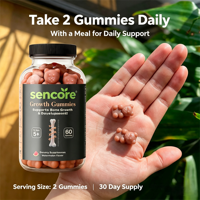 Gummies pour la croissance : favorisent la croissance et le développement osseux, sans sucre, soutien santé pour adultes