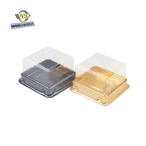 Mini pastel postres hornear transparente cuadrado contenedor de plástico redondez caja de embalaje Base dorada comida gelatina jugo azúcar - Product Image 6