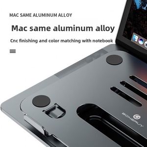 X323 Boneruy Factory Outlet Black Ergonomic Aluminum Laptop Stand <b>Foldable</b> for Office <b>Desk</b> Laptop Stand - Product Image 4