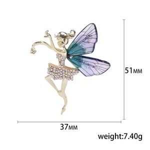 Moda Ángel ala <span class=keywords><strong>Pin</strong></span> diamante hadas Ballet bailarina chica broche abrigo ramillete Ropa Accesorios joyería de moda broches - Product Image 6