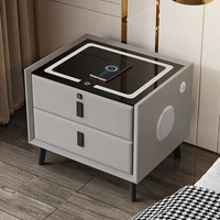 Table de chevet intelligente blanche simple avec chargeur sans fil et verrouillage par empreinte digitale, idéale pour les chambres, appartements et hôtels