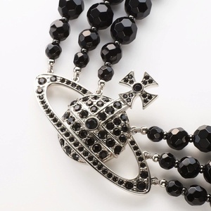 Collana con Pendente Saturno a <span class=keywords><strong>Tre</strong></span> Strati della Regina Madre Vivienne, Completamente Incastonata di Diamanti, Catena in Rame Placcato Elettroliticamente, Stile Bambù, di Tendenza - Product Image 2