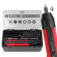 Destornillador Eléctrico 4V DIY con Cabezal Phillips, Juego de 27 Piezas, Batería Recargable, Uso Doméstico