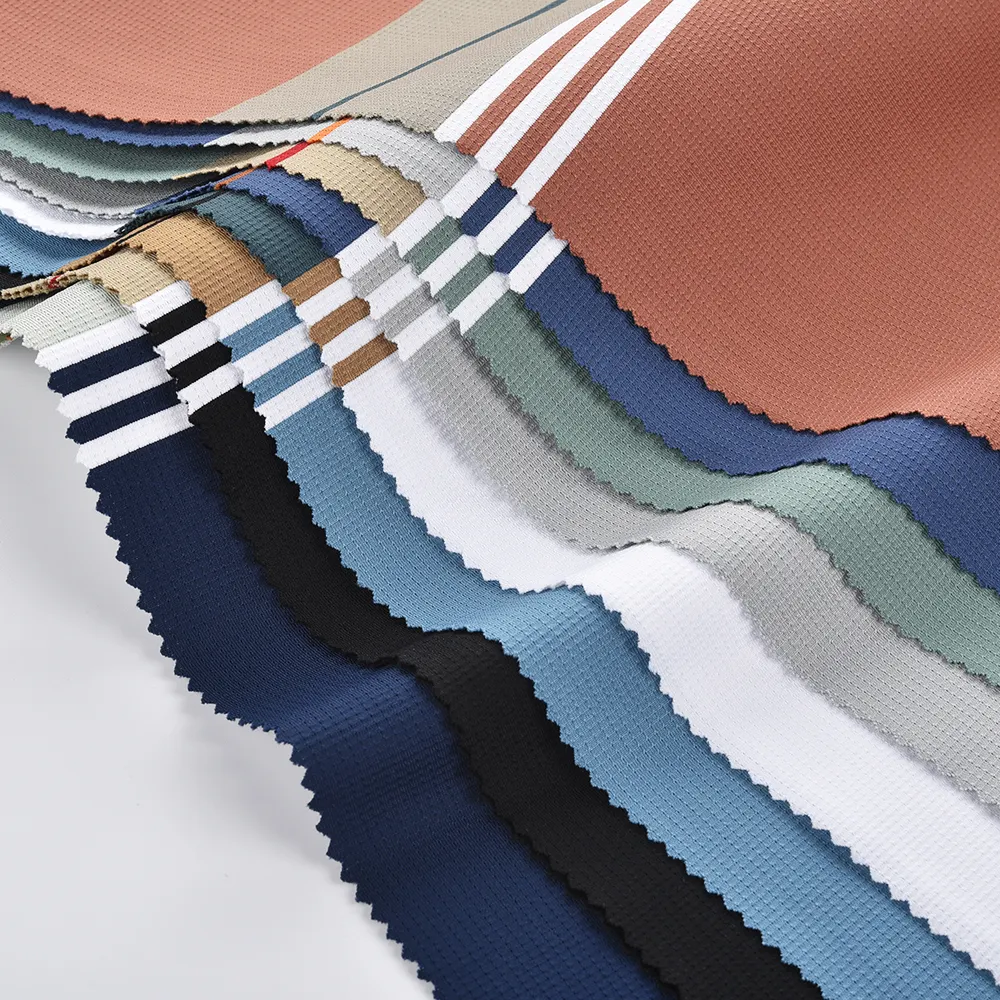 Birden fazla stil İplik boyalı çizgili Polo gömlek kumaş 92% naylon 8% Spandex örgü kumaşlar giyim için