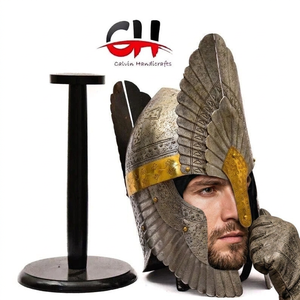 Casque de guerrier médiéval CH prêt pour le combat, en métal, vintage, fait main, argent poli, artisanat Calvin, Uttarakhand Home - Product Image 1