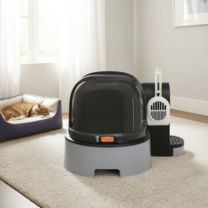 Lettiera per gatti grigia rotonda da 65 litri facile da pulire con accessorio paletta - Product Image 2