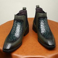 Sepatu Bot Kulit Pria Sepatu Bot Bisnis Modis Sepatu Bot Kasual Kulit Sapi Kualitas Tinggi Sepatu Bot Pria High Top Runcing Sepatu Bot Pria