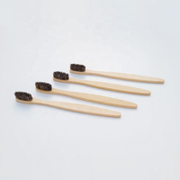 Brosse à dents plate économique pour adulte, purement naturelle, avec poils doux 100% biodégradables en crin de cheval, logo gravé, pour usage domestique