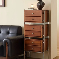 Armoire de rangement rétro en bois massif Tiroirs muraux pour salon chambre ou canapé Meubles de rangement décoratifs latéraux
