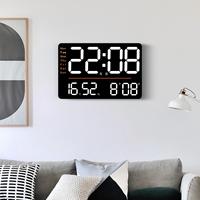 Jam Dinding Digital LED Layar Besar Minimalis Nordik dengan Remote Control, Tampilan Hitung Mundur Hari, Suhu, dan Kelembapan, OEM ODM