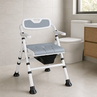 Chaise de douche et de toilette pliante 2 en 1, antidérapante, avec marchepied, hauteur réglable, en aluminium, pour personnes âgées, design moderne