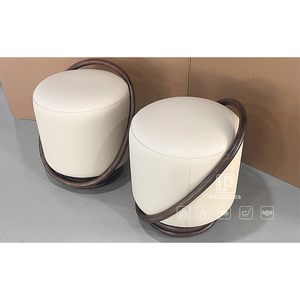 New Product in China <b>Stools</b> & <b>Ottomans</b> Leather White Moq 2 Pcs Living Room Round Wooden Frame Seat <b>Stool</b> <b>Stools</b> <b>Ottomans</b> - Product Image 1