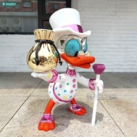 Sculpture de canard en résine de luxe avec sac d'argent, statue de canard de dessin animé, décoration moderne pour la maison, figurine d'art