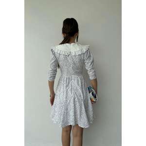 Wholesale White Polka Dot Apron Collar <b>Dress</b> Sweet Style <b>for</b> Office Ladies Sizes XS 3XL Empire <b>Ruffles</b> <b>for</b> Spring Holidays - Product Image 1