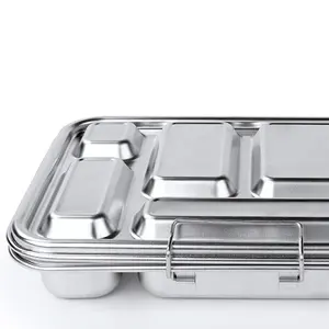 2022 Aohea 2 5 Compart Roestvrij Staal Metalen Tiffin Kids Volwassenen Hot Koop Stapelbare Bento Container Japanse Lunchbox Kit