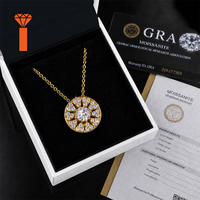 Vrouwen Moissanite hangerketting met volledig pavé gezet zonpatroon, S925 zilver, 1 ct ronde moissanite, statement ketting