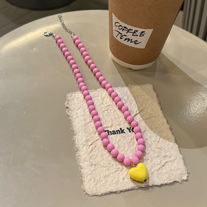 Collar con Colgante de Corazón de Acrílico con Cuentas Hechas a Mano, Color Caramelo, Regalo para <span class=keywords><strong>Mi</strong></span> <span class=keywords><strong>Hija</strong></span> - Product Image 4