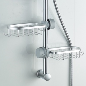 Étagère de Douche <span class=keywords><strong>D</strong></span>étachable Fonctionnelle et Robuste Noire et Argentée, Sans Perçage, pour Cuisine et Salle de Bain, <span class=keywords><strong>en</strong></span> Métal, <span class=keywords><strong>En</strong></span> Stock - Product Image 5