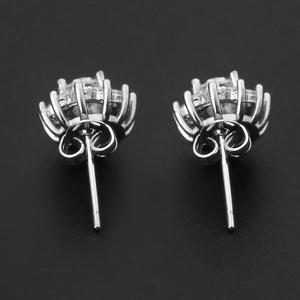 Oval Cut 2CT Sunflower Halo Moissanite <b>Stud</b> <b>Earrings</b> D VVS1 18K Gold Plated <b>Earrings</b> for Women Wholesale - Product Image 5