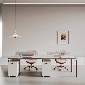 Modern Modular Office Workbench 2-8 Person Seater Staff Workstation Durable Wooden Panel Computer <b>Table</b> <b>Foldable</b> Design File - Product Image 2