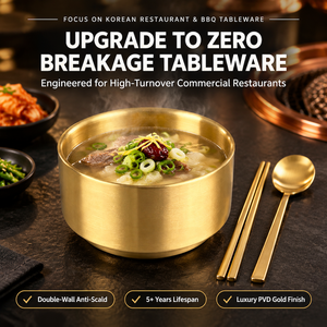 Tazón de Sopa de Acero Inoxidable SUS304 Dorado Mate, Aprobado por la FDA, Apto para Lavavajillas Comercial, Doble Pared Aislada, Tazón Coreano para Arroz - Product Image 4