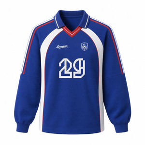 Sudadera de Fútbol Retro para Hombre, Cuello en V, Bloques de Color, Estilo Fútbol, Sudadera de Forro Polar - Product Image 4