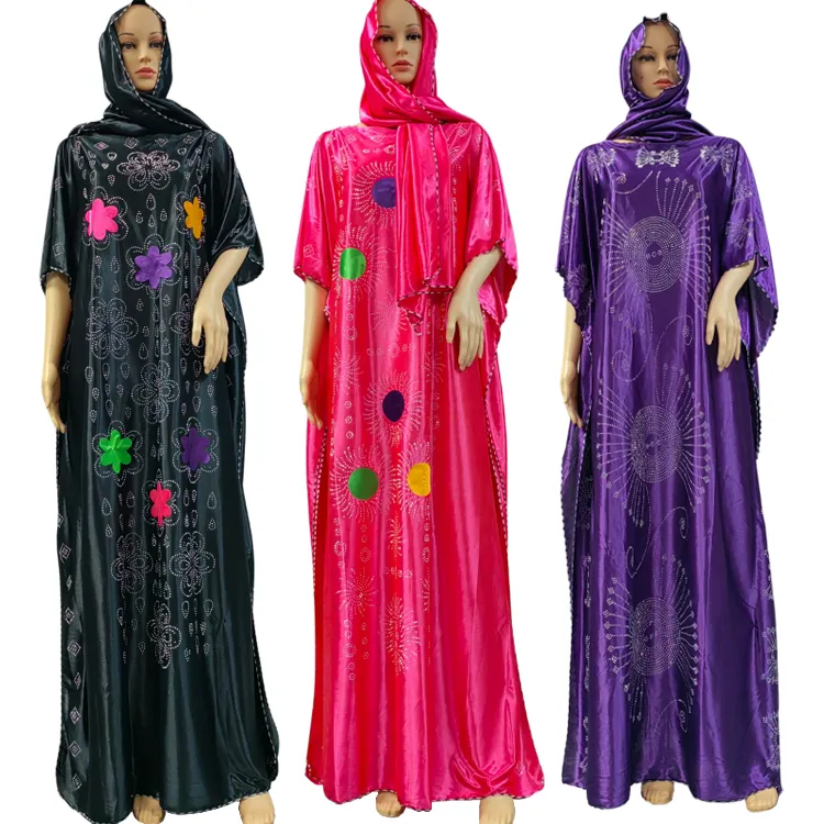 صيفي أفريقي قفطان كانغا فستان إسلامي للنساء المسلمات الهند قفطان ملابس تقليدية حرير ساتان أفريقيا فام مكسي عباية غير رسمية