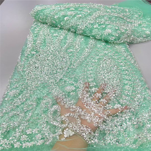 Tessuti in Pizzo con Paillettes e Perline di Alta Qualità Nigeriana, Delicato Pizzo per Abiti <span class=keywords><strong>da</strong></span> <span class=keywords><strong>Sposa</strong></span> e <span class=keywords><strong>da</strong></span> Cerimonia - Product Image 3