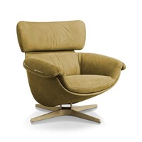 Fauteuil pivotant minimaliste de style italien pour une personne avec structure en bois massif pour salon et balcon