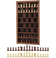 Jeu d'échecs mural géant personnalisé en bois, jeu d'échecs complet avec pièces d'échecs sculptées, plateau de rangement, vitrine