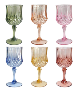 แก้วไวน์สีแดงโคบอลต์บลูสำหรับงานแต่งงาน สำหรับดื่มน้ำผลไม้ แก้วพลาสติกสีสันสดใส ลายนูน - Product Image 3