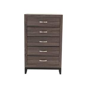 DB Bedroom Furniture's Rustic Grey Oak Solidwood Dresser 1pc Tall <b>5</b>-<b>Drawers</b> Storage <b>Chest</b> - Product Image 3